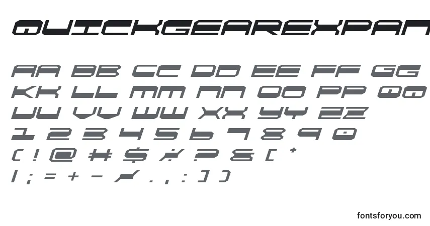 Шрифт Quickgearexpandital (137863) – алфавит, цифры, специальные символы