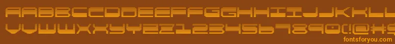 フォントquickgeargrad – オレンジ色の文字が茶色の背景にあります。
