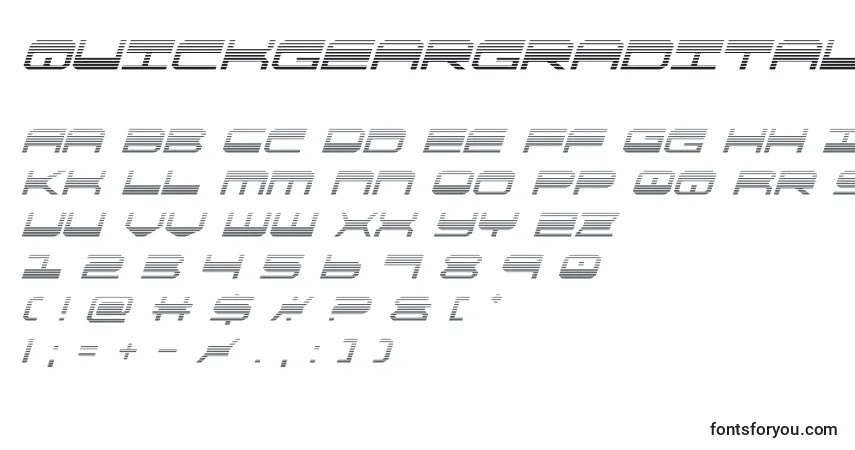 Czcionka Quickgeargradital – alfabet, cyfry, specjalne znaki