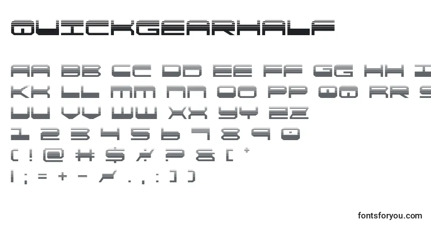 A fonte Quickgearhalf – alfabeto, números, caracteres especiais
