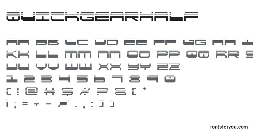 Schriftart Quickgearhalf (137869) – Alphabet, Zahlen, spezielle Symbole