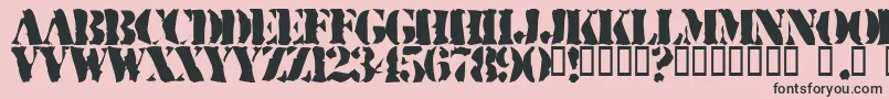 RuggedStencil-Schriftart – Schwarze Schriften auf rosa Hintergrund