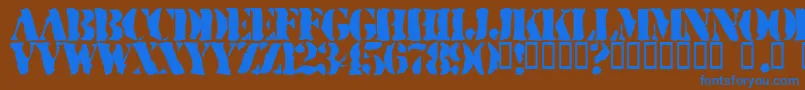 RuggedStencil Font – Blue Fonts on Brown Background