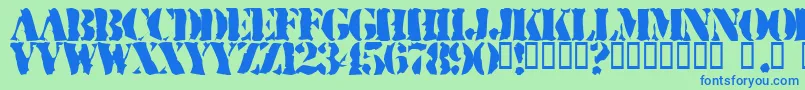 RuggedStencil Font – Blue Fonts on Green Background