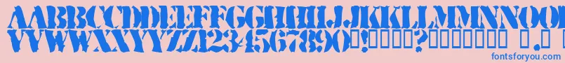 RuggedStencil-Schriftart – Blaue Schriften auf rosa Hintergrund