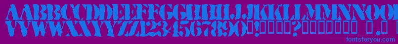 RuggedStencil-Schriftart – Blaue Schriften auf violettem Hintergrund