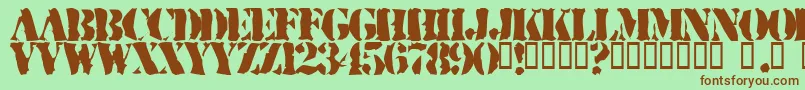 RuggedStencil-Schriftart – Braune Schriften auf grünem Hintergrund