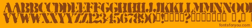 RuggedStencil Font – Brown Fonts on Orange Background