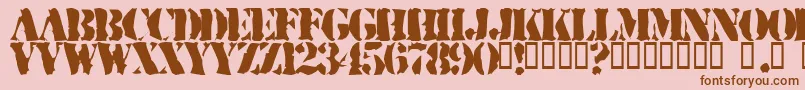 RuggedStencil-Schriftart – Braune Schriften auf rosa Hintergrund