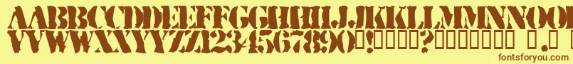 RuggedStencil Font – Brown Fonts on Yellow Background