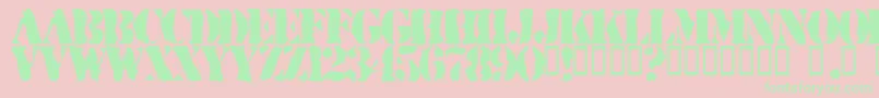 RuggedStencil-Schriftart – Grüne Schriften auf rosa Hintergrund