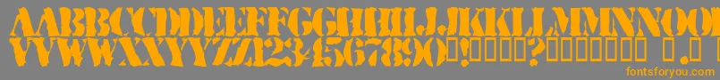 RuggedStencil-Schriftart – Orangefarbene Schriften auf grauem Hintergrund