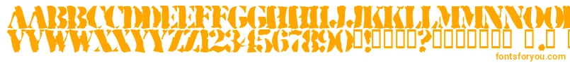 RuggedStencil-Schriftart – Orangefarbene Schriften auf weißem Hintergrund