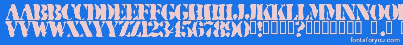 RuggedStencil Font – Pink Fonts on Blue Background