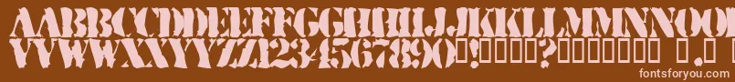 RuggedStencil Font – Pink Fonts on Brown Background