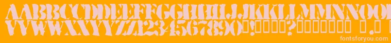 RuggedStencil Font – Pink Fonts on Orange Background