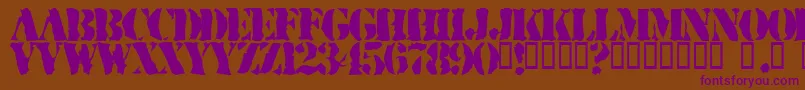 RuggedStencil Font – Purple Fonts on Brown Background