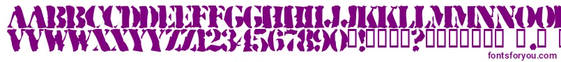 RuggedStencil-Schriftart – Violette Schriften auf weißem Hintergrund