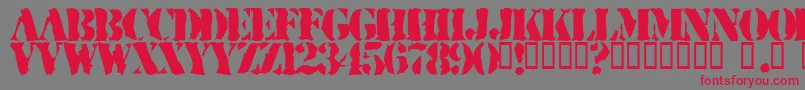 RuggedStencil-Schriftart – Rote Schriften auf grauem Hintergrund