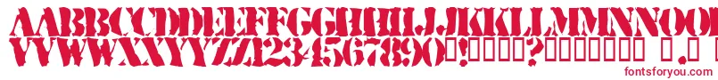 RuggedStencil-Schriftart – Rote Schriften auf weißem Hintergrund