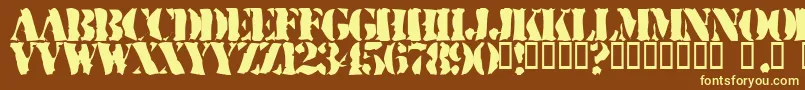 RuggedStencil Font – Yellow Fonts on Brown Background