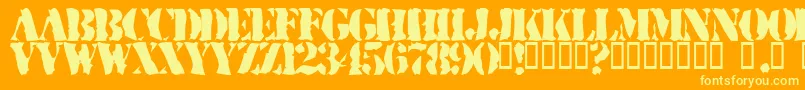 RuggedStencil-Schriftart – Gelbe Schriften auf orangefarbenem Hintergrund