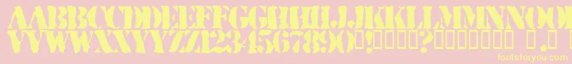 RuggedStencil-Schriftart – Gelbe Schriften auf rosa Hintergrund