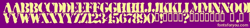 RuggedStencil-Schriftart – Gelbe Schriften auf violettem Hintergrund