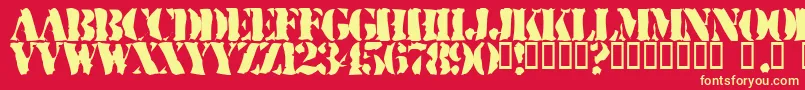 RuggedStencil Font – Yellow Fonts on Red Background