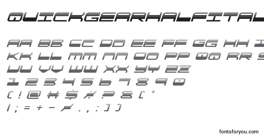 A fonte Quickgearhalfital – alfabeto, números, caracteres especiais