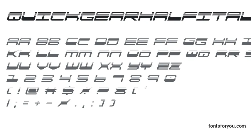 A fonte Quickgearhalfital (137871) – alfabeto, números, caracteres especiais