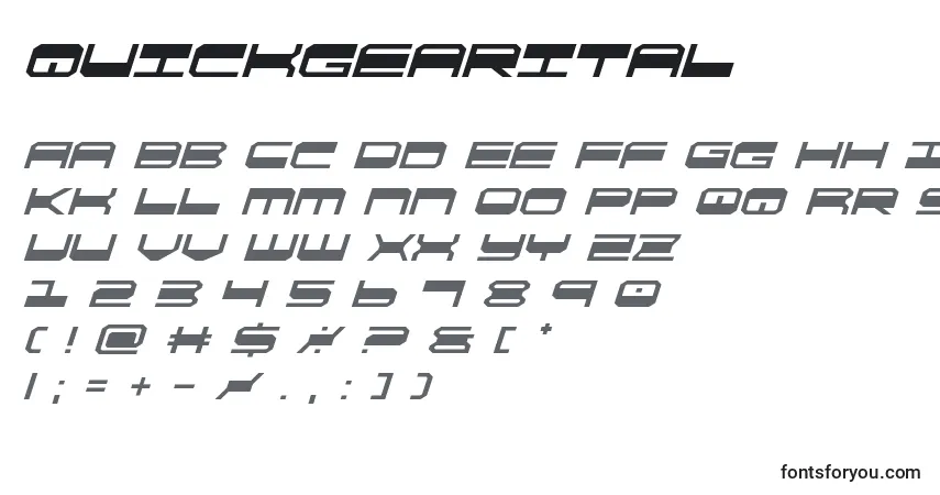 Шрифт Quickgearital (137873) – алфавит, цифры, специальные символы