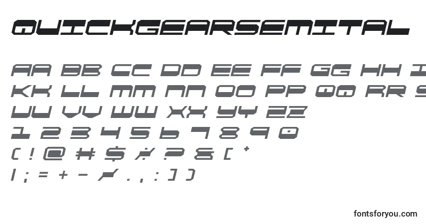 Шрифт Quickgearsemital (137877) – алфавит, цифры, специальные символы