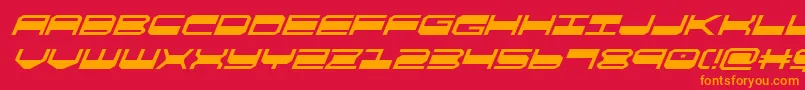 フォントquickgearsuperital – 赤い背景にオレンジの文字