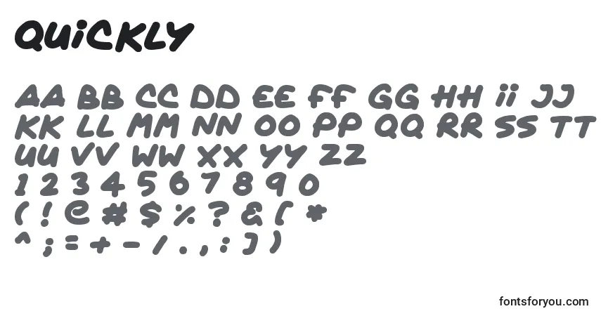 A fonte Quickly – alfabeto, números, caracteres especiais