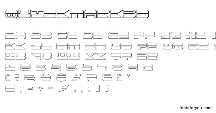 Czcionka Quickmark3d – alfabet, cyfry, specjalne znaki