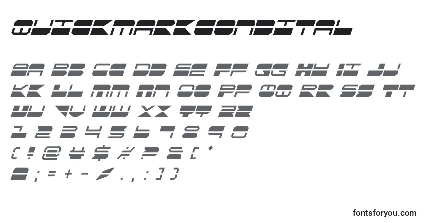 Schriftart Quickmarkcondital – Alphabet, Zahlen, spezielle Symbole