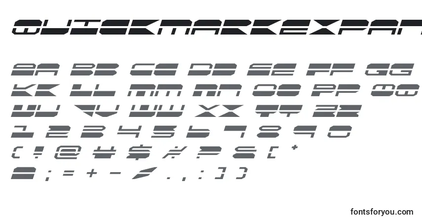 Schriftart Quickmarkexpandital – Alphabet, Zahlen, spezielle Symbole