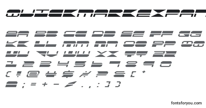 Schriftart Quickmarkexpandital (137895) – Alphabet, Zahlen, spezielle Symbole