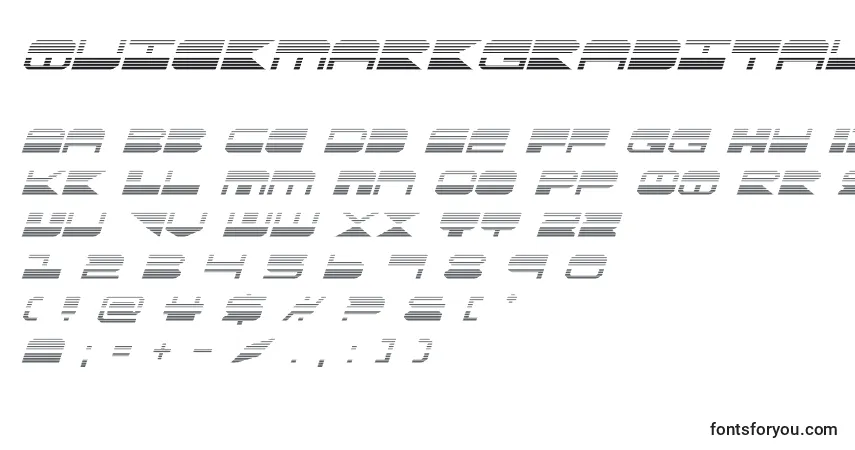Schriftart Quickmarkgradital – Alphabet, Zahlen, spezielle Symbole