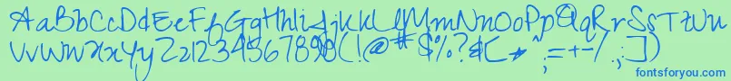 Zeyada Font – Blue Fonts on Green Background