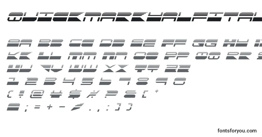 A fonte Quickmarkhalfital – alfabeto, números, caracteres especiais