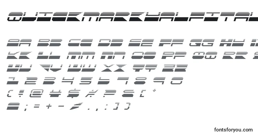 A fonte Quickmarkhalfital (137903) – alfabeto, números, caracteres especiais
