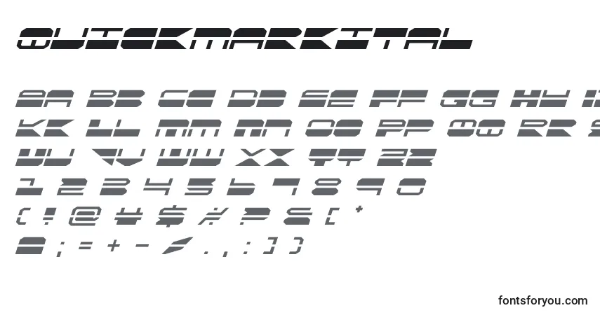 Schriftart Quickmarkital – Alphabet, Zahlen, spezielle Symbole