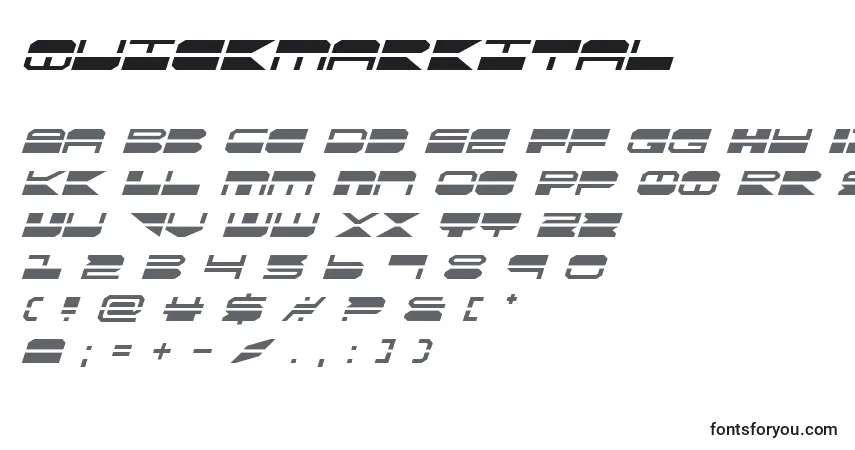 Schriftart Quickmarkital (137905) – Alphabet, Zahlen, spezielle Symbole