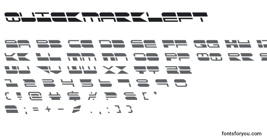 A fonte Quickmarkleft – alfabeto, números, caracteres especiais