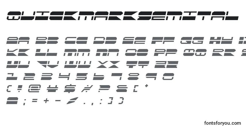 A fonte Quickmarksemital (137909) – alfabeto, números, caracteres especiais