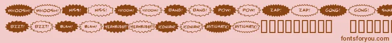 ComicFx-Schriftart – Braune Schriften auf rosa Hintergrund