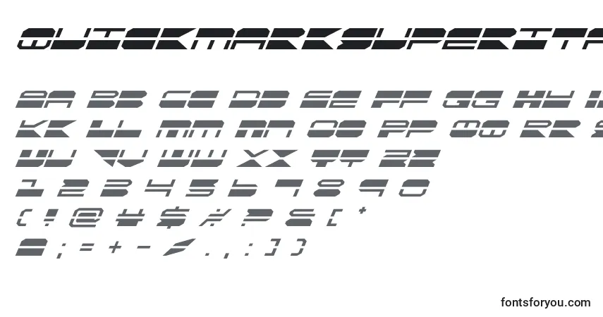 Quickmarksuperital-fontti – aakkoset, numerot, erikoismerkit