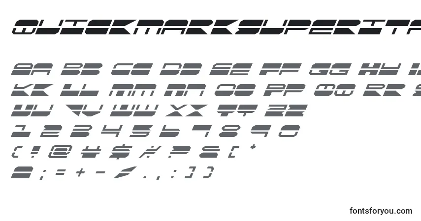 A fonte Quickmarksuperital (137911) – alfabeto, números, caracteres especiais
